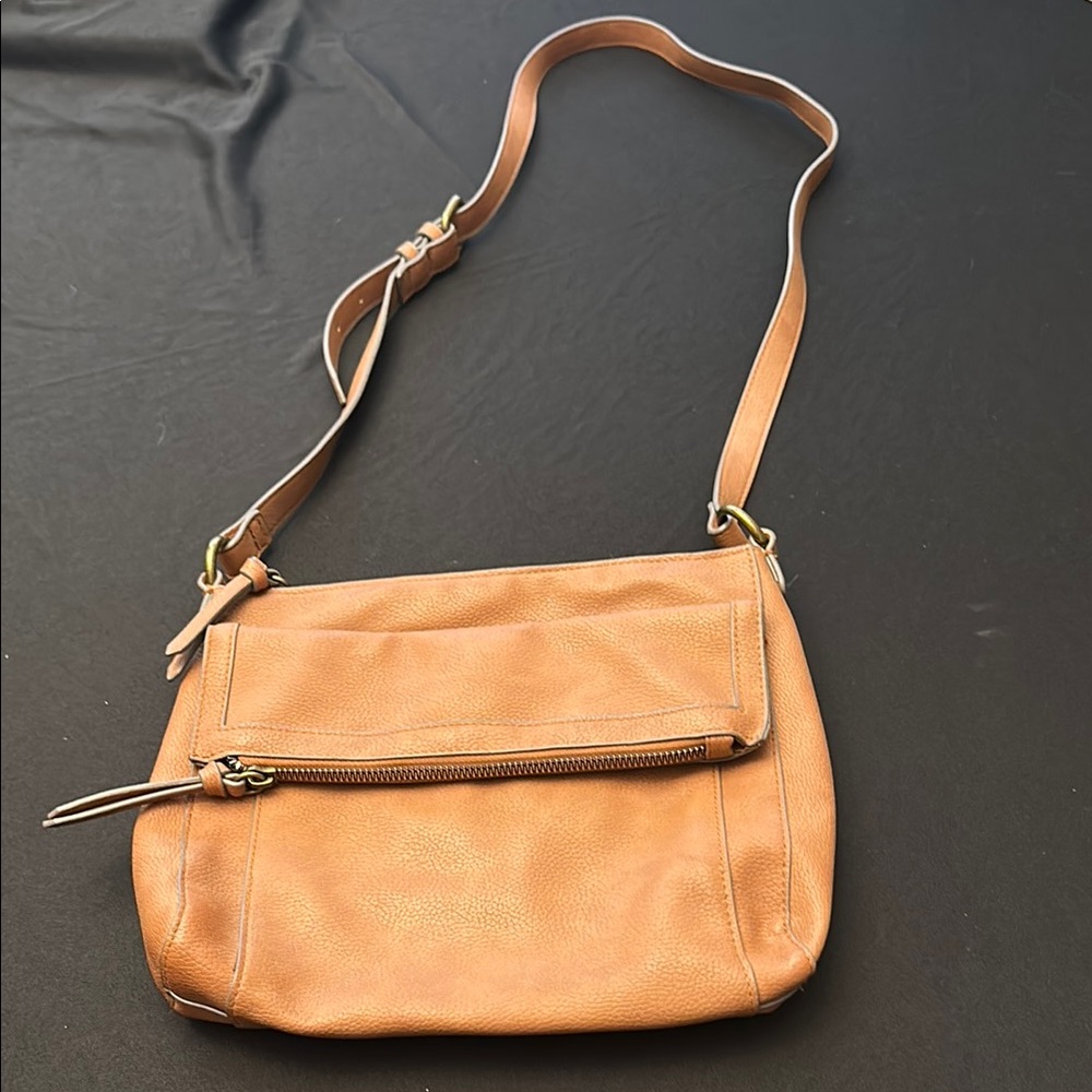 Sonoma Tan Faux Leather Crossbody Bag with Adjustable Strap